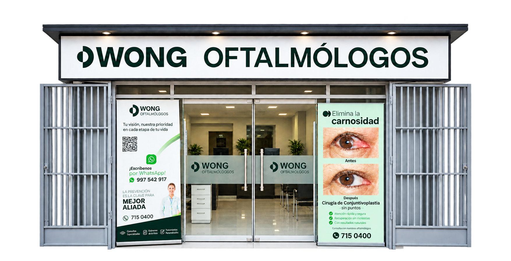 Fachada de la sede Los Olivos de Wong Oftalmólogos